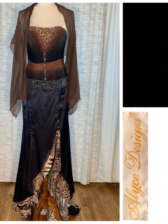 Alyce Designs Dresses & Skirts - Alyce Designs Black and Brown with Leopard Print Asymmetrical Dress